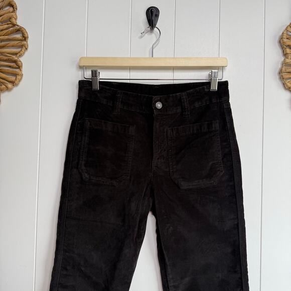 Free People corduroy pants velvet pants flare high rise cropped cotton 6 black - Picture 5 of 9